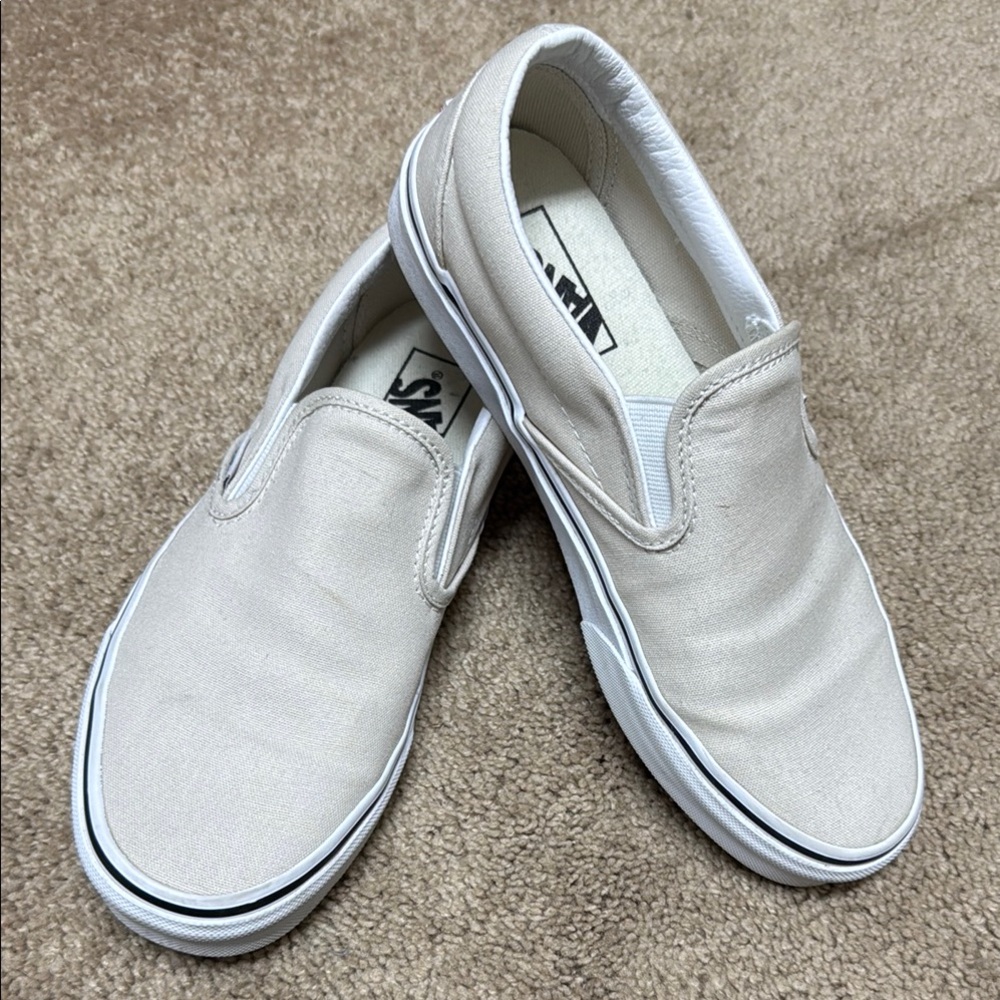 Vans Women's Off-White Slip-On Shoes - size 7.5